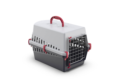 Pet carrier with metal door -red ( 50x33xh32cm), Red, medium