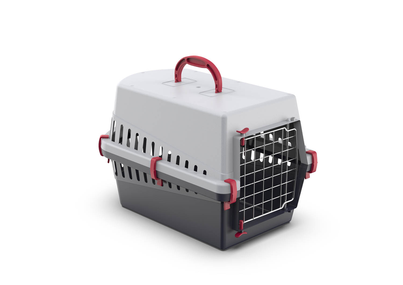 Pet carrier with metal door -red ( 50x33xh32cm)-null