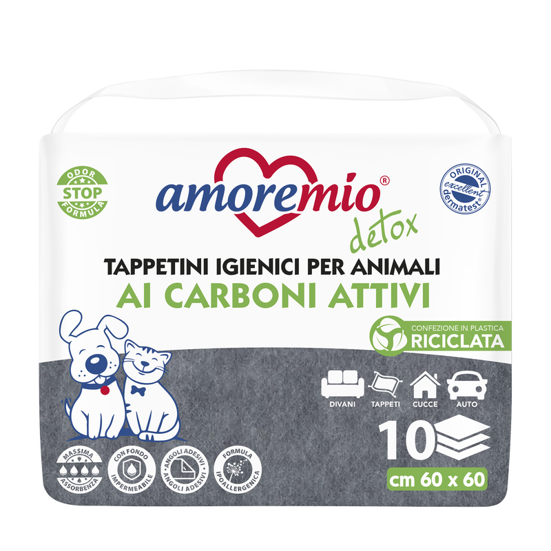Amore mio hygienic anti-odour mats with activated carbon and adhesive corners  60x60cm- hypoallergenic formula 10pcs, , medium-null