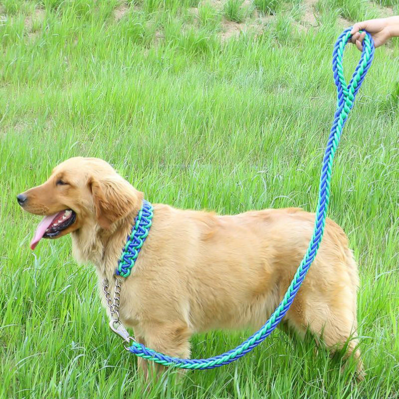 Thick rope dog leash with collar 130cm-null