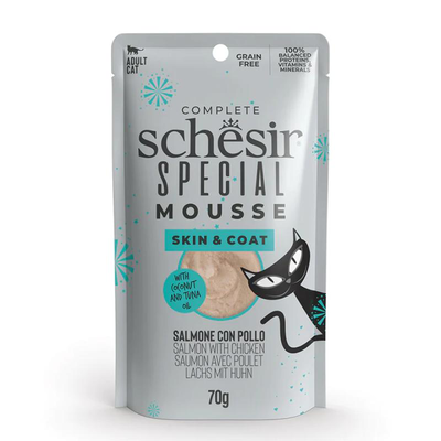 Schesir cat skin&coat salmon&chiken  70g, , medium