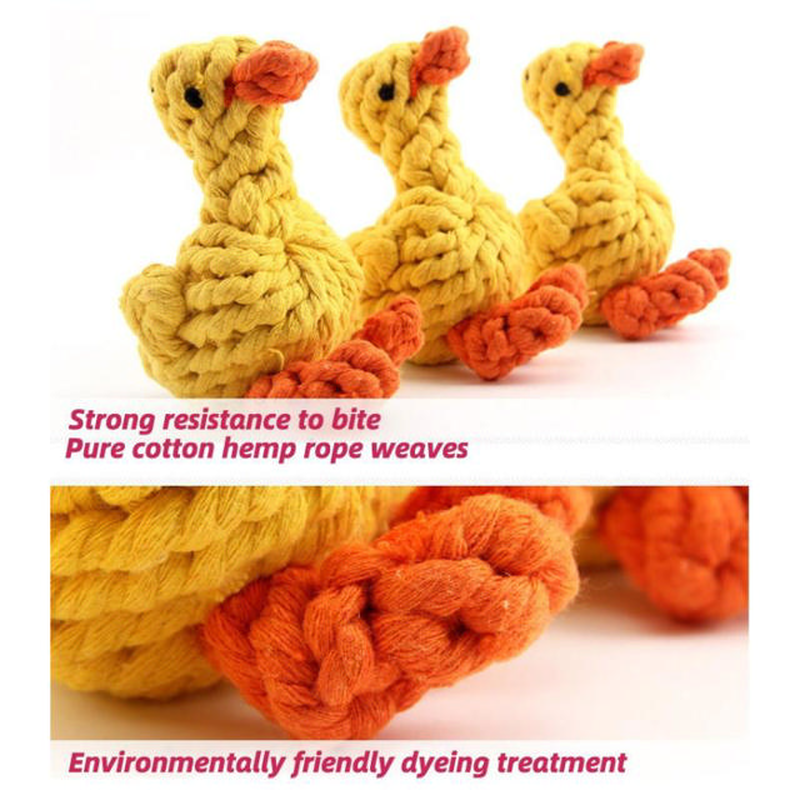 Cute duck pet toy in cotton hemp rope, , medium-null