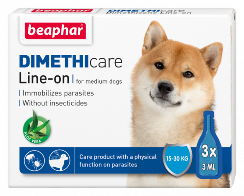 Beaphar flea&tick dimethicare m dog x3, , medium-null