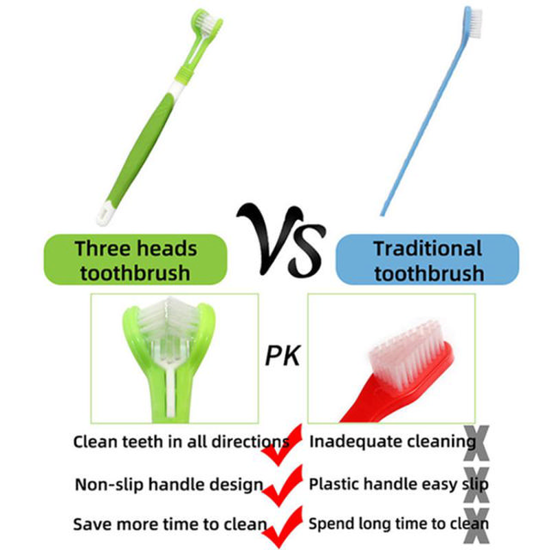 Petstar pet toothbrush with 3-sided head 2 pieces - assorted colors-null
