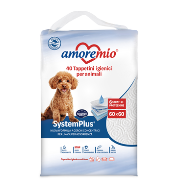 Amore mio hygienic anti-odour mats with adhesive corners 60x60cm - hypoallergenic formula 40pcs, , medium