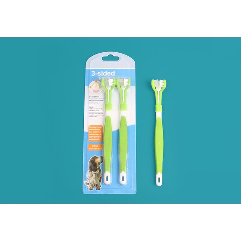 Petstar pet toothbrush with 3-sided head 2 pieces - assorted colors, , medium-null