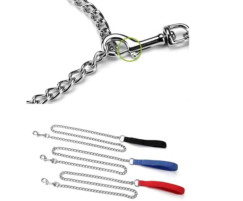 Heavy duty steel chain dog leash 120cm -blue-null