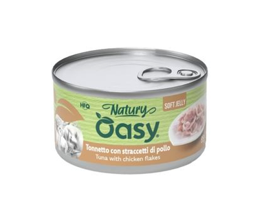 Oasy wet cat natury soft jelly tuna with chicken flakes - 85gr, , medium