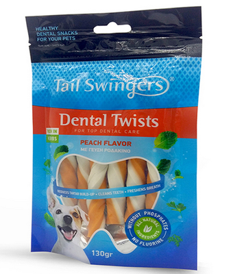 Tail swingers dental twists peach - 130gr, , medium