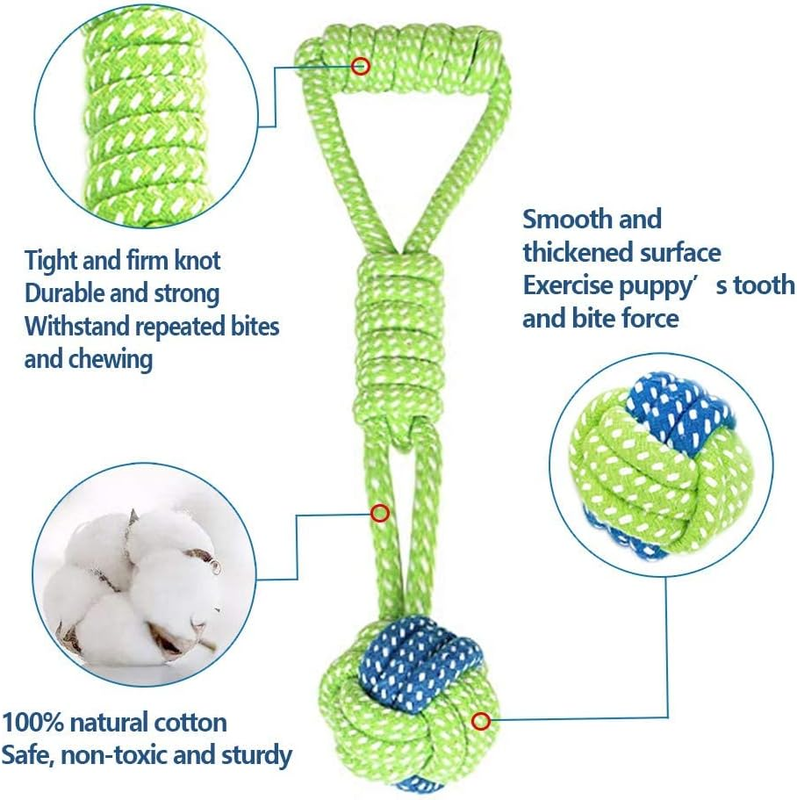 Chewable rope ball with handle for dogs-null