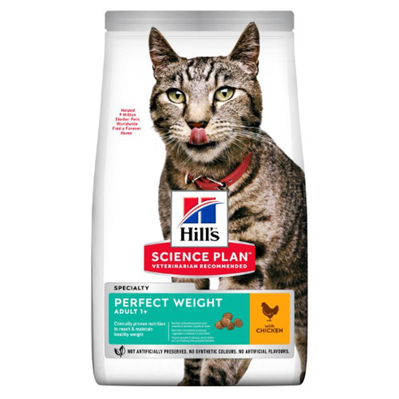 Hills science plan perfect weight adult cat food with chicken, , medium-null