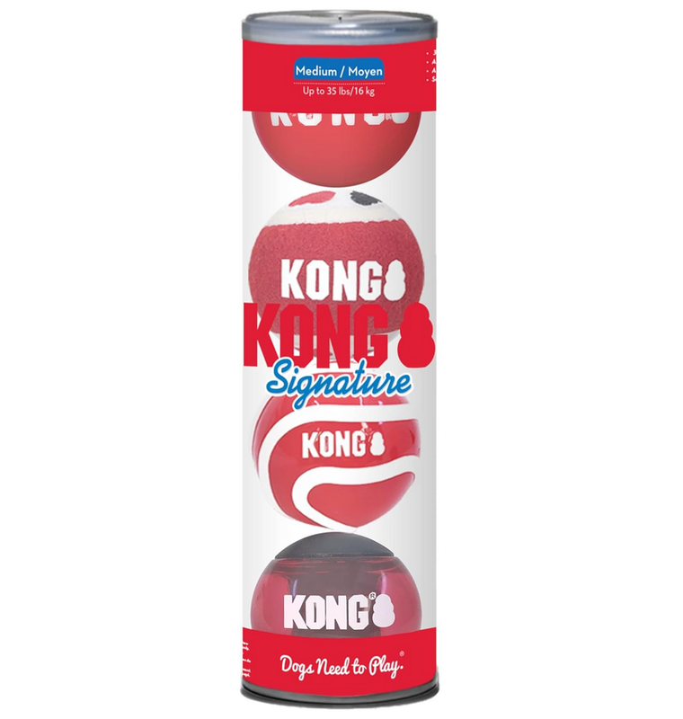 Kong signature balls 4 pieces assorted medium - 1gr, , medium-null