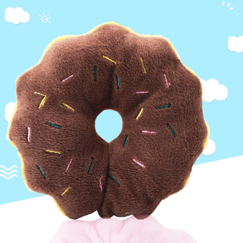 Ideaplus sound squeaky plush doughnut - assorted colors, , medium-null
