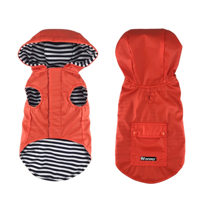 Pet interest raincoat with stripe lining red - red 45cm-null