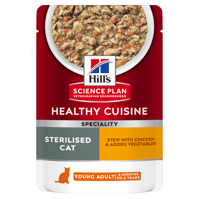 Hills science plan feline adult sterilise chicken stew pouch 0.08kg, , medium