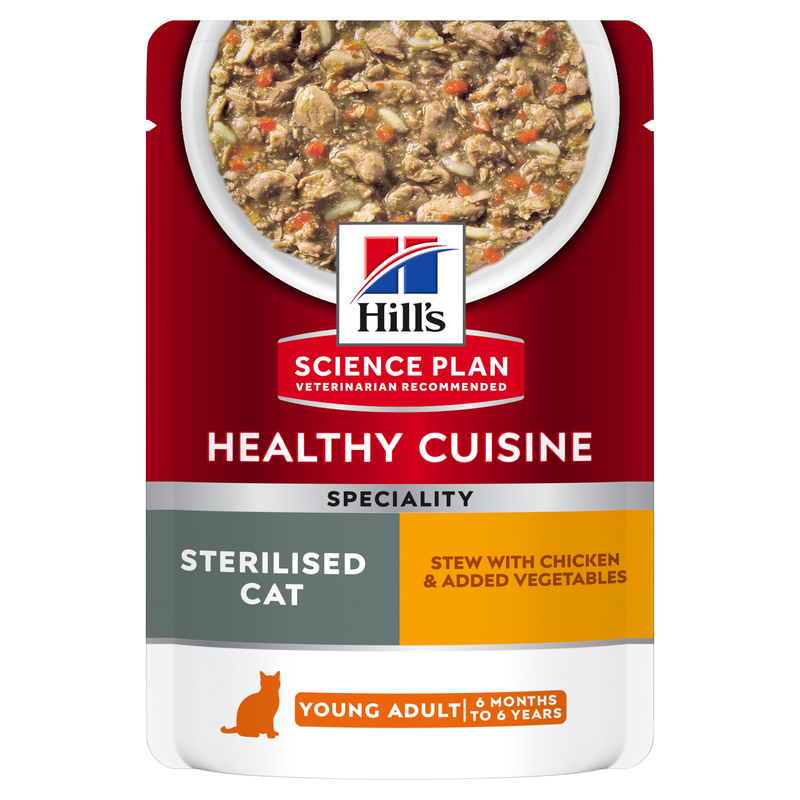 Hills science plan feline adult sterilise chicken stew pouch 0.08kg, , medium-null