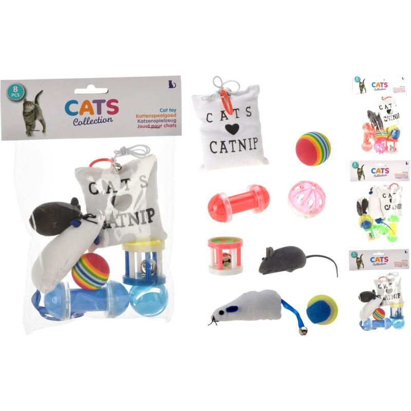 Product image: Cat toys set of 8 pcs - assorted colors, , medium-null