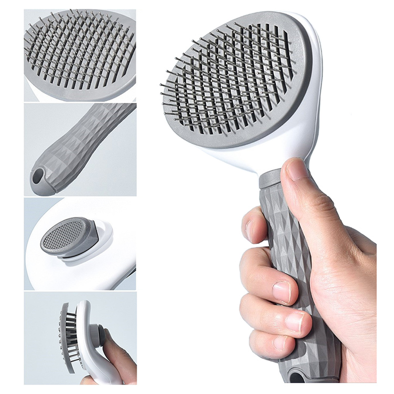 Self-cleaning hair brush - grey-null