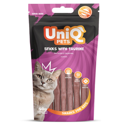 Uniq pets hair and skin cat snacks soft strips with taurine 50gr, , medium