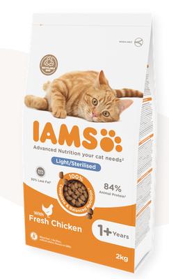 Iams adult cat dry food sterilized & light, , medium