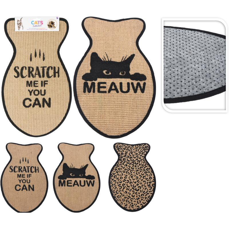 Cat scratch mat with print  - assorted designs, , medium-null
