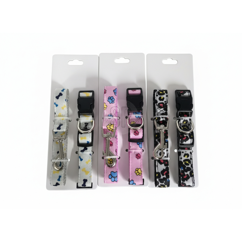 Dog collar with leash - assorted design, , medium-null