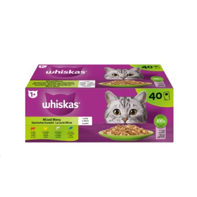 Whiskas pouch wet cat food meat & fish 40x85g, , medium