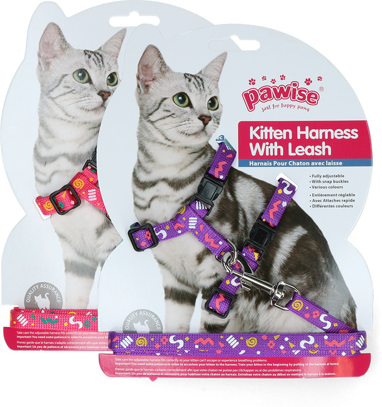 Product image: Pawise kitten harness with leash in pink/purple - m pink-null