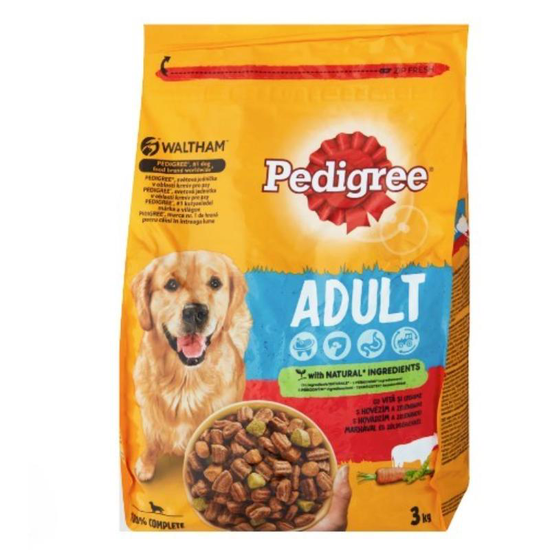 Pedigree dry food adult dog beef 3kg-null