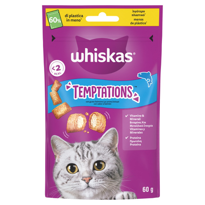Whiskas temptations cat treats salmon 60g, , medium