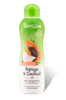 Tropiclean shampoo for dogs & cats 2in1 papaya & coconut 592ml, , medium
