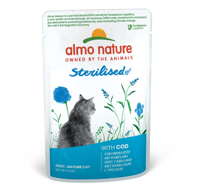 Almo nature cat functional pouch sterilised with cod - 70gr, , medium