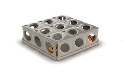 Tricky cat toy with two balls- light brown 25x25xh9cm, Light Brown, medium