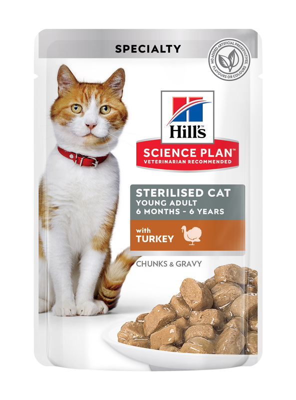 Product image: Science plan τροφη σε φακελακι για ενηλικο στειρωμενο γατο με γευση γαλοπουλα 85g, , medium-null