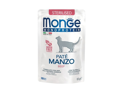 Monge wet cat grain free monoprotein pate sterilised beef - 85gr, , medium