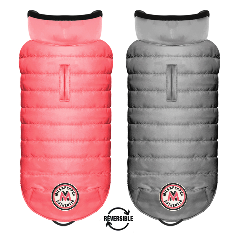 Milk and pepper arctik reversible puff jacket pink/grey - size 29-null