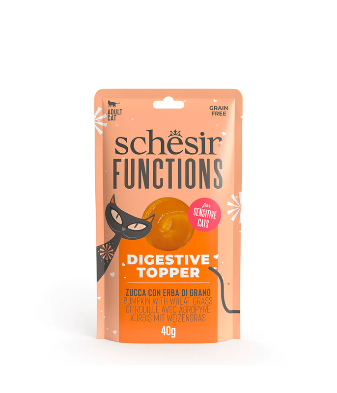 Schesir functions digestive topper pumpkin with wheat grass in puree pouch for adult cats &sigma;&upsilon;&sigma;&kappa;&epsilon;&upsilon;&alpha;&sigma;&iota;&alpha; 40g-null