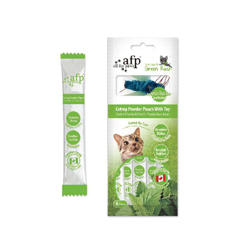 Afp green rush catnip powder pouch with toy, , medium-null