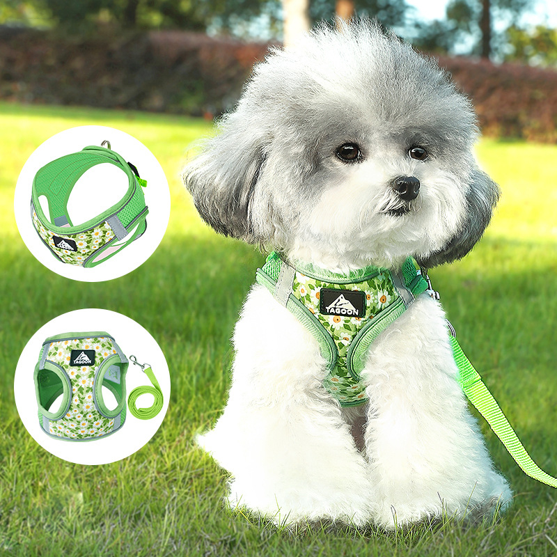 Reflective harness with leash - green ( 140cm )-null
