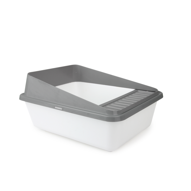Afp go fresh - high back cat litter box large - grey-null