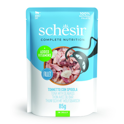 Schesir cat jelly tuna with seabass 85gr, , medium