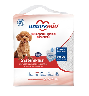 Amore mio hygienic anti-odour mats with adhesive corners 60x90cm - hypoallergenic formula 40pcs, , medium