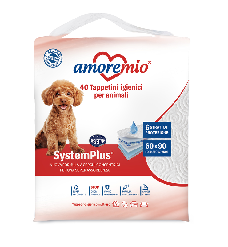 Amore mio hygienic anti-odour mats with adhesive corners 60x90cm - hypoallergenic formula 40pcs, , medium-null