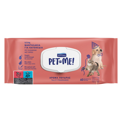 Septona pet cleansing wet wipes talc 60pcs, , medium
