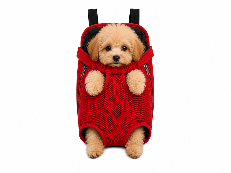 Front pet travel backpack carrier-red-null