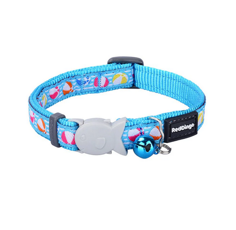 Red dingo beach ball turquoise cat collar - 20-32 cm-null