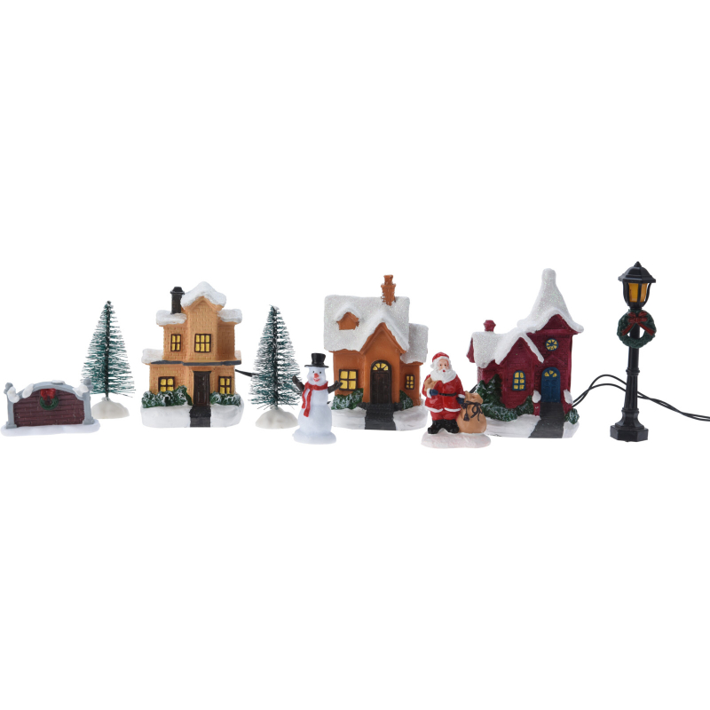 Christmas village with led 10pcs, , medium-null