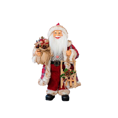 Santa claus with chekered pattern with sack 60cm, , medium