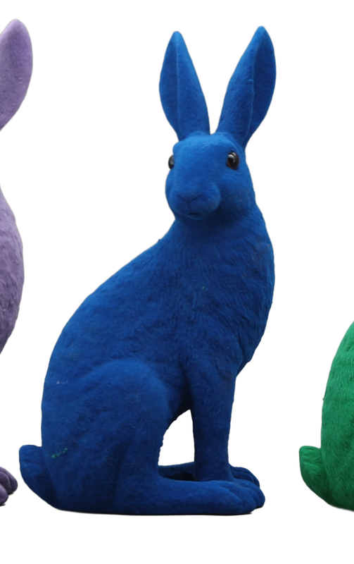 Small/large purple/blue/green/grey/orange/pink/yellow/fuchsia rabbit figurine - green , large-null