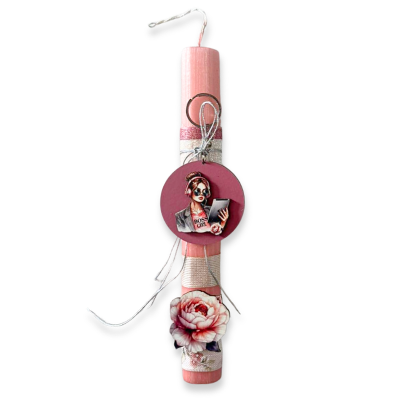 Hand-decorated easter candle - boss girl, , medium-null